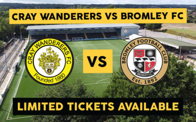 Cray Wanderers vs Bromley – Pre-season Friendly, Saturday 5th September, 2.30pm – Match Preview & ticketing details