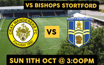 Cray Wanderers vs Bishop’s Stortford – Pitching In Isthmian Premier – Sunday 11th October, 3pm – Match Preview