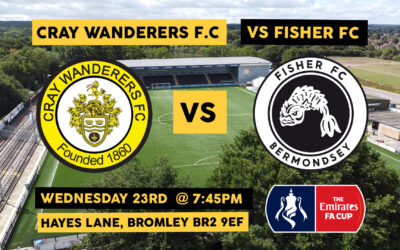 Cray Wanderers vs Fisher, FA Cup 1st Qualifying Round – Weds, 23rd September, 7.45pm – Match Preview