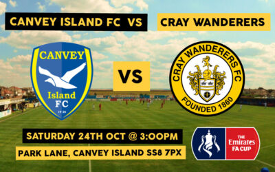 Canvey Island vs Cray Wanderers – FA Cup 4QR, Saturday 24th October, 3pm – Match Preview & Directions