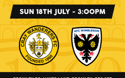 Cray Wanderers vs AFC Wimbledon XI: PSF: Sunday 18th July, 3 pm. Match Preview