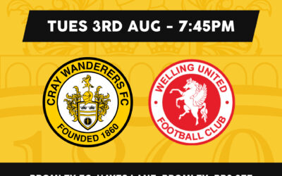 Cray Wanderers vs Welling United: PSF: 3/8/21, 7.45pm. Match Preview