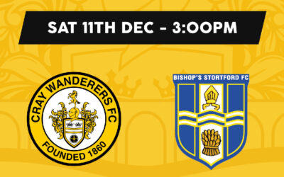 Cray Wanderers vs Bishop’s Stortford – Isthmian Premier, Sat. 11th December, 3pm – Match Preview