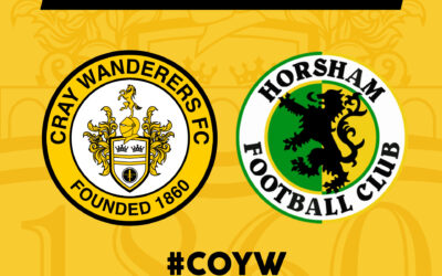 Cray Wanderers vs Horsham – New rearranged date – Wednesday 3rd November, 7.45pm