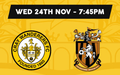 Cray Wanderers vs Folkestone Invicta – Isthmian Premier – Wednesday 24th November, 7.45pm – Match Preview