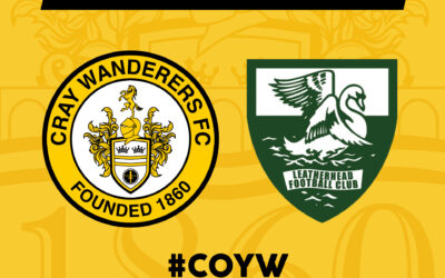 Cray Wanderers Fixtures Update – Cray Wanderers vs Leatherhead – 27th November to be rearranged