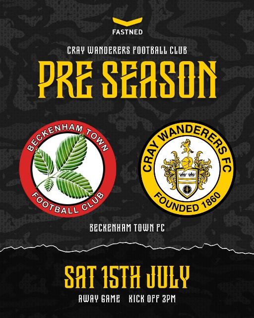 Beckenham Town vs Cray Wanderers – Pre-season Friendly – Saturday 15th July, 3 pm – Match Preview & Directions