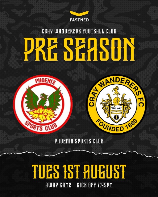 Phoenix Sports vs Cray Wanderers – PSF – Tuesday 1st August, 7.45 pm – Match Preview and Directions