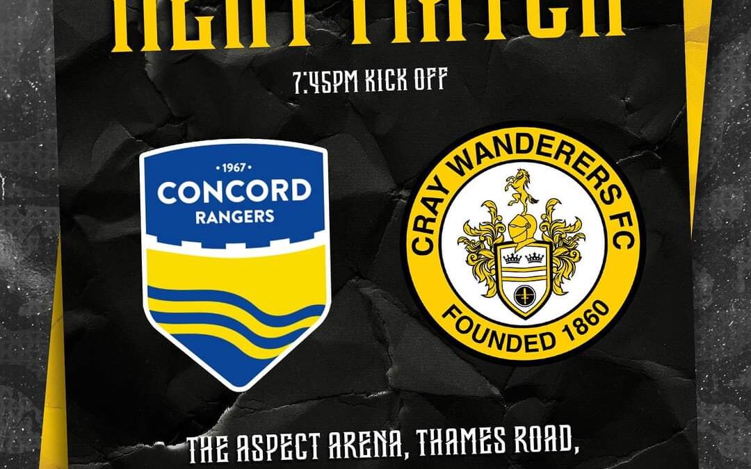 Concord Rangers vs Cray Wanderers – Isthmian Premier – Tuesday 3rd October, 7.45 pm – Match Preview & Directions