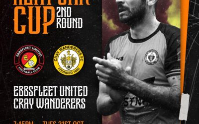 Ebbsfleet United vs Cray Wanderers – Kent Senior Cup 2nd Round – Tuesday  31st October, 7.45 pm – Match Preview & Directions