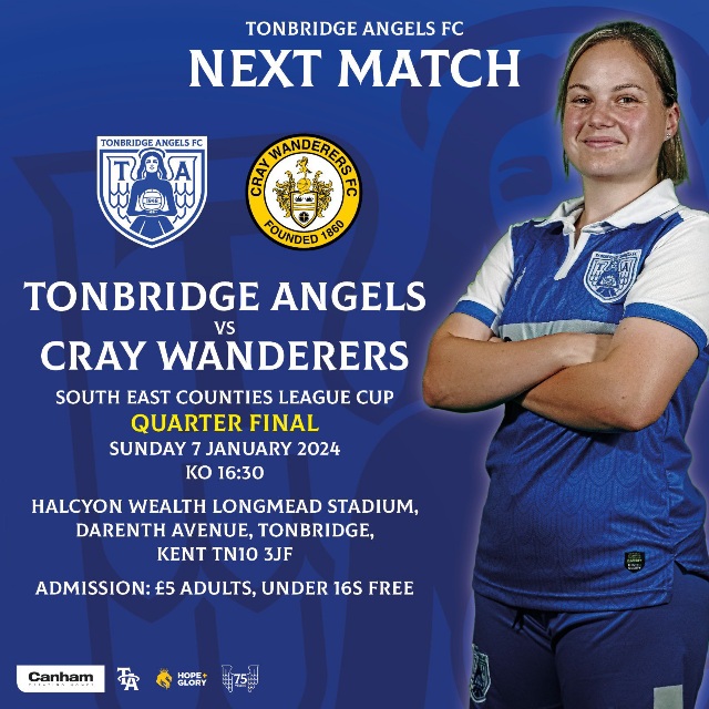 Tonbridge Angels Women 2 Cray Wanderers Women 0 – SCEWFL League Cup – Quarter Final – 7/1/24