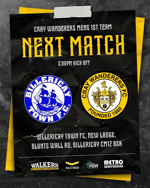 Billericay Town vs Cray Wanderers – Isthmian Premier – Saturday 13th January, 3 pm – Match Preview & Directions