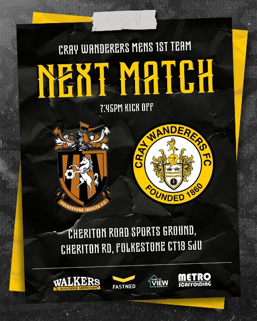 Folkestone Invicta vs Cray Wanderers – Isthmian Premier – Tuesday 6th February, 7.45 pm – Match Preview & Directions