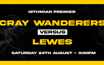 Cray Wanderers vs Lewes – Isthmian Premier – Saturday 24th August, 3 pm – Information for supporters – Planned A20 Eastbound roadworks this weekend.