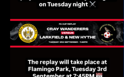 Cray Wanderers vs Larkfield & New Hythe – FA Cup 1st QR Replay – Tuesday 3rd September, 7.45 pm