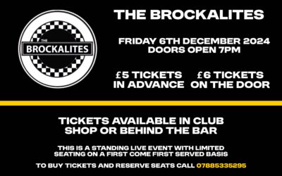 Cray Wanderers Live Event – The Brockalites @ Flamingo Park – Friday 6th December – Doors 7 pm – On stage 8.30 pm