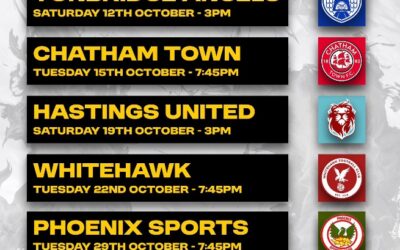 Cray Wanderers – October Home Fixtures including vs Phoenix Sports, Kent Senior Cup, Tuesday 29th October, 7.45 pm