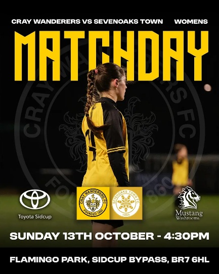 Cray Wanderers Women vs Sevenoaks Town Women – SECWFL Premier – Sunday 13th October, 4.30 pm