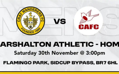 Cray Wanderers vs Carshalton Athletic – Isthmian Premier – Saturday 30th November, 3 pm – Match Preview, the Pre-Match Thoughts of Neil Smith + Directions to Flamingo Park for newcomers