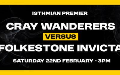 Cray Wanderers vs Folkestone Invicta – Isthmian Premier – Sat 22nd February – Match Preview & Directions