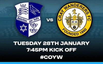 Wingate & Finchley vs Cray Wanderers – Isthmian Premier – Tuesday 28th January, 7.45 pm – Match Preview & Directions