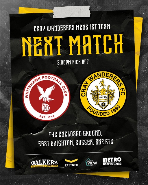 Whitehawk vs Cray Wanderers – Isthmian Premier – Saturday 25th January, 3 pm – Match Preview & Directions – GAME ON!!